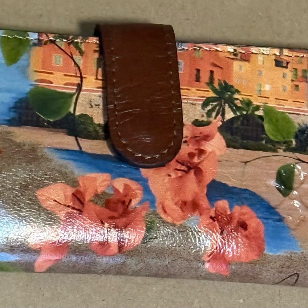 Patricia Nash Leather Floral Wallet with Brown Strap